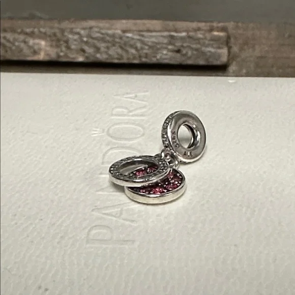 Pandora great shape sparkling red disc double dangle circle crystal pave charm - Picture 2 of 4